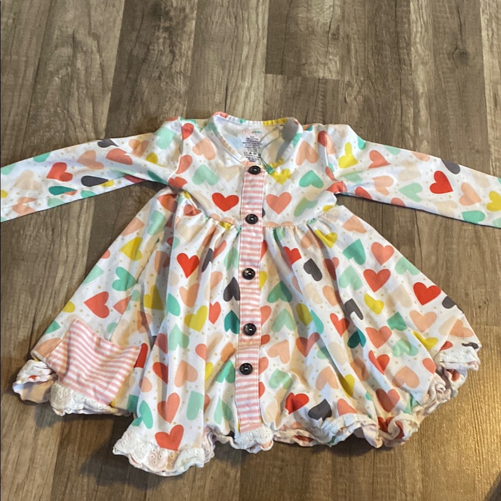 Colorful Heart Pattern Kids Dress